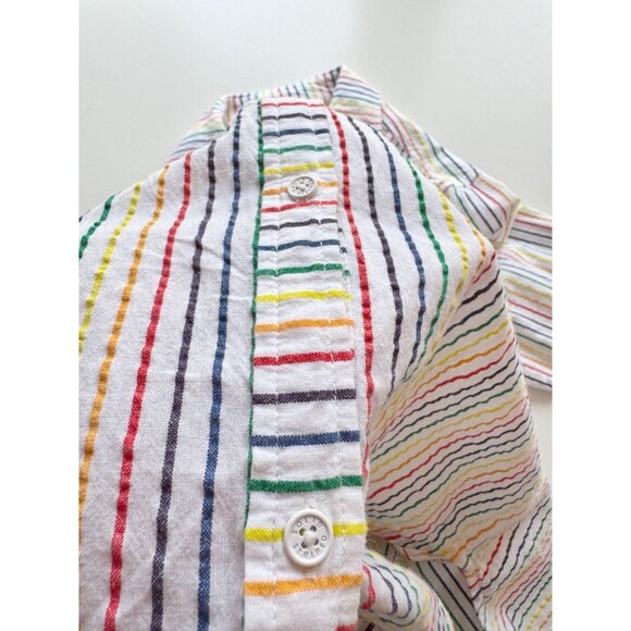 SOLID & STRIPED White Rainbow Cotton Seersucker Oxford Shirt Cover-Up, Size S - Picture 11 of 14